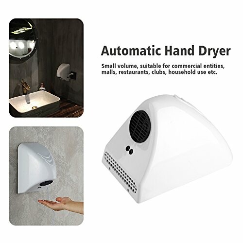 White automatic hand dryer in bathroom setting