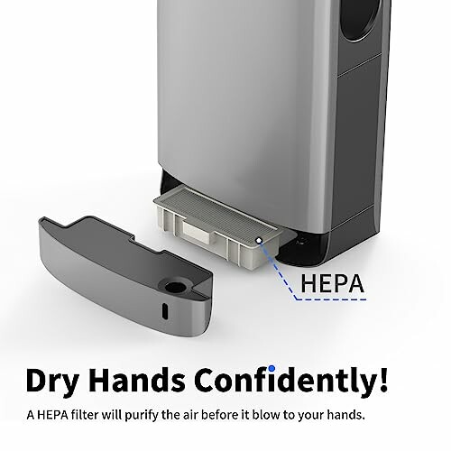 Hand dryer with HEPA filter and compartment open