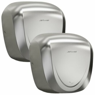 Two stainless steel hand dryers