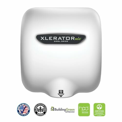 Xlerator Eco hand dryer with certification logos