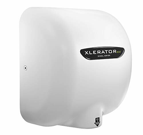 White XLERATOR hand dryer with eco-friendly label