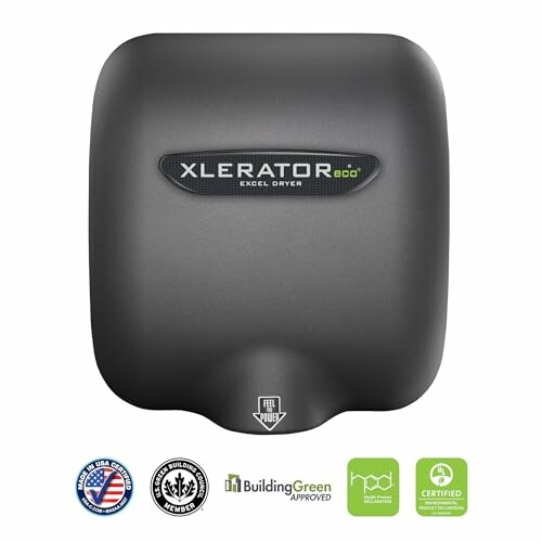 XLERATOR hand dryer with certification logos